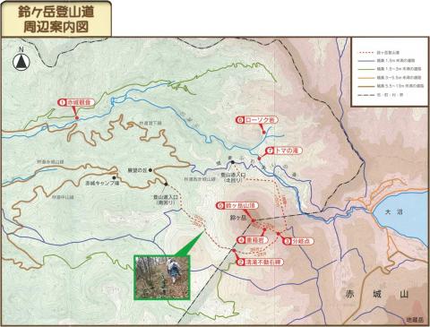 鈴ヶ岳登山道周辺案内図