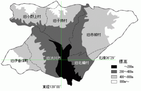 図：渋川市の標高