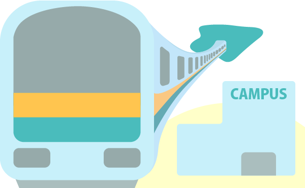 渋川市から東京圏の大学などへ通学するイメージイラスト